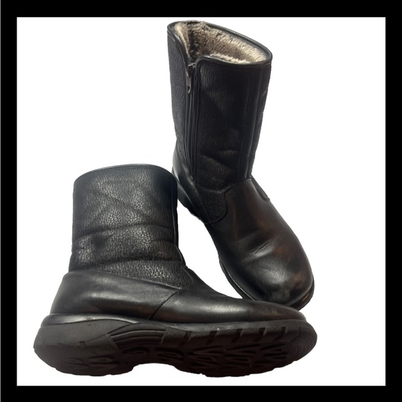 TOE WARMERS CANADA BLACK Leather FUR LINED Zip up Winter BOOTS T08665 WOMEN 7.5M - Picture 1 of 16